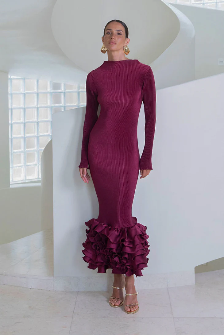 Campbell Cocktail Dress - Wine - Image 3