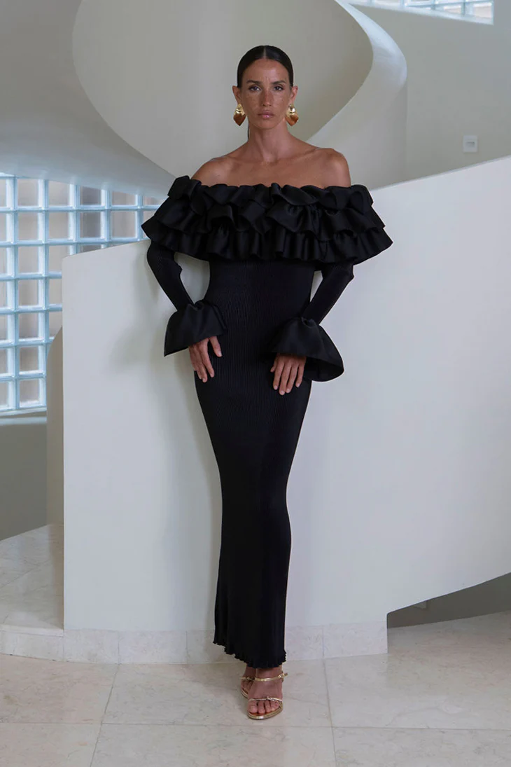Paris Flare Sleeved Tube Dress - Noir