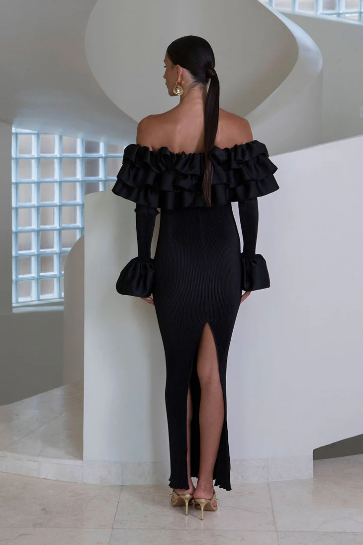 Paris Flare Sleeved Tube Dress - Noir - Image 3